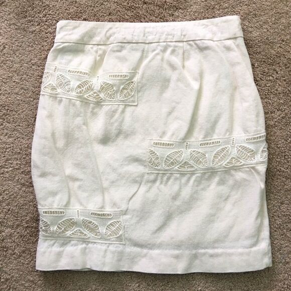 Beautiful French Linen Anthropologie Skirt, Moulinette   Soeurs , France, size 2 - Picture 6 of 10